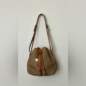 Vintage Dooney & Bourke Tan Leather Shoulder Bucket Bag